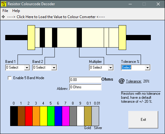 Resistor colourcode decoder