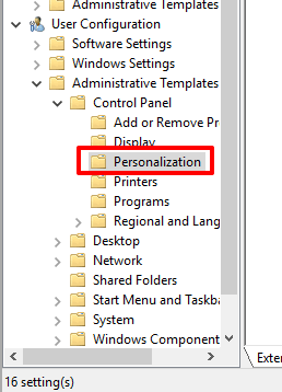 access Personalization folder