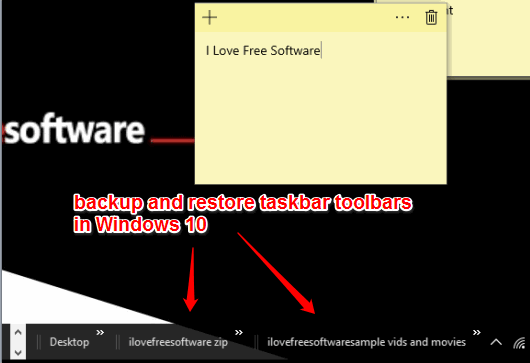 backup and restore taskbar toolbars in windows 10