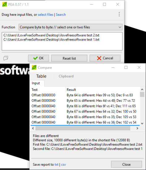 byte to byte file comparison