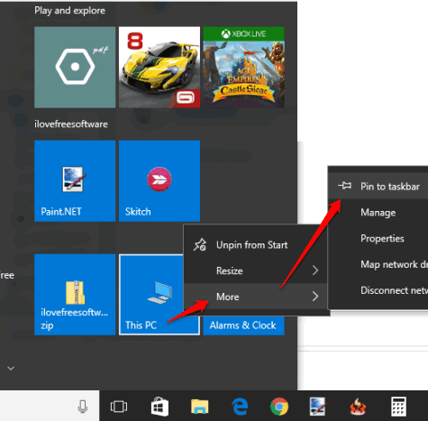 click pin to taskbar option