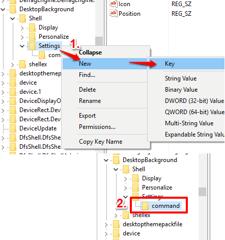 create command key under Settings key