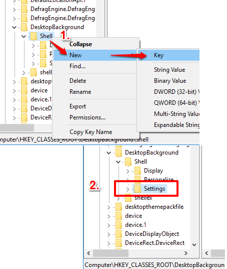 create settings named key