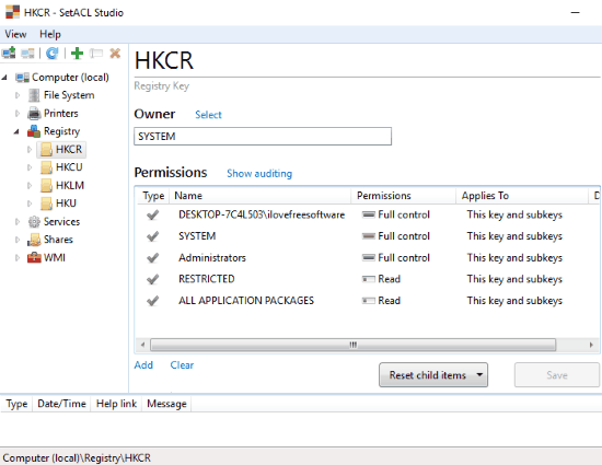 free software to manage permissions windows registry-files-printers-services