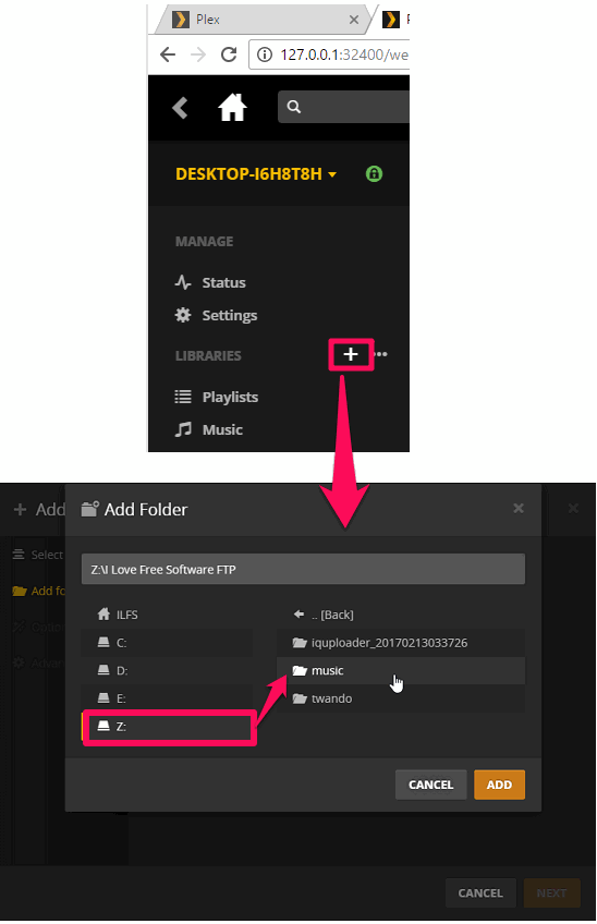 plex setup ftp in action