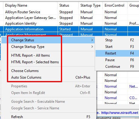 right click menu options