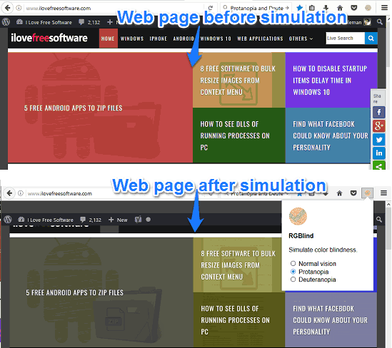 simulate real time color blindness