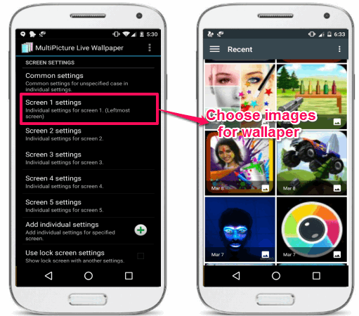 Multipicture live wallpaper adding images