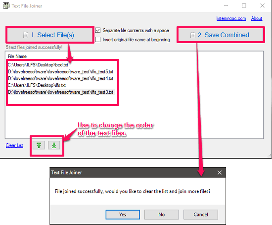 Text File joiner in action