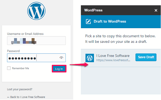 Wordpress login authorization granted