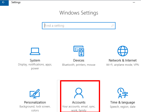 click accounts menu