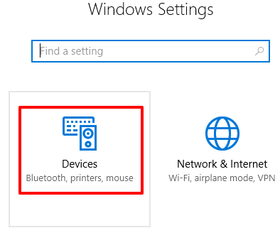 click devices menu