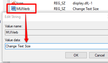 create MUIVerb value and add change text size in value data