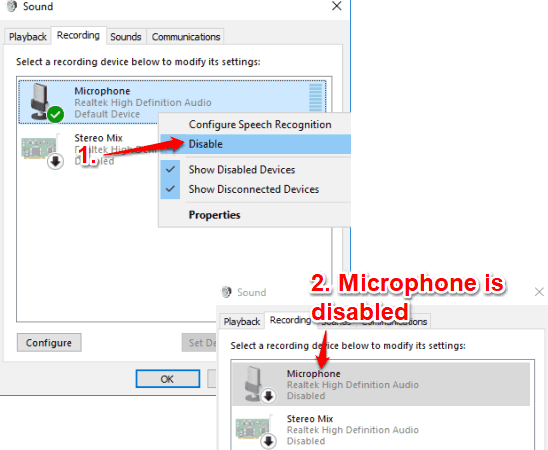 disable microphone