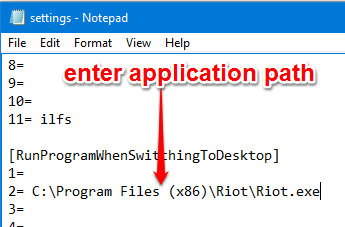 enter application path