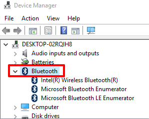 expand bluetooth option