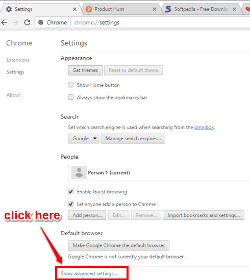 explore show advanced settings option