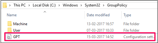 locating gpt file in system root