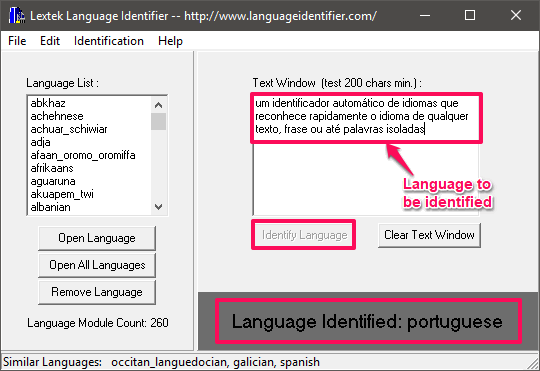 Lextek Language Identifier