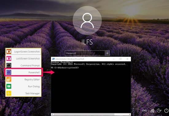 POWERSHELL on login screen