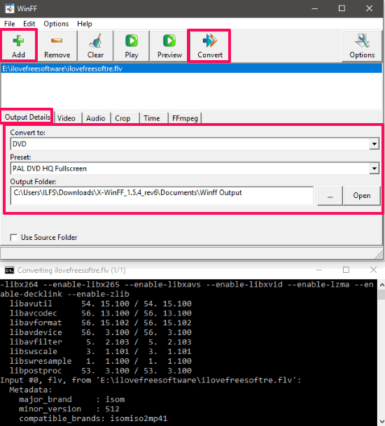 X-Winff gui for ffmpeg