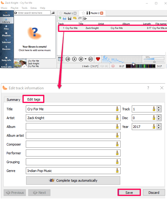 clementine music player with id3 tag editor