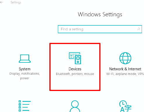 click devices menu