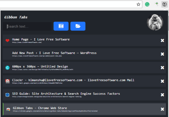 gibbon tabs- see opened tabs