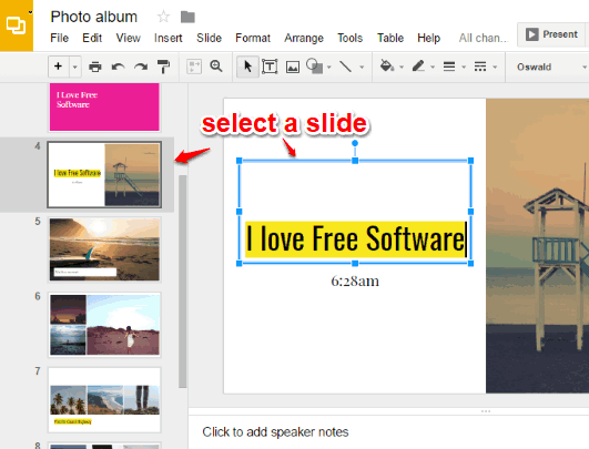 select a google slide