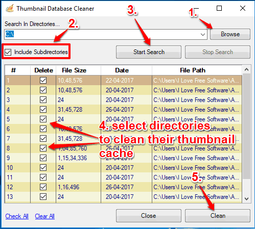 set options and clean image thumbnail cache