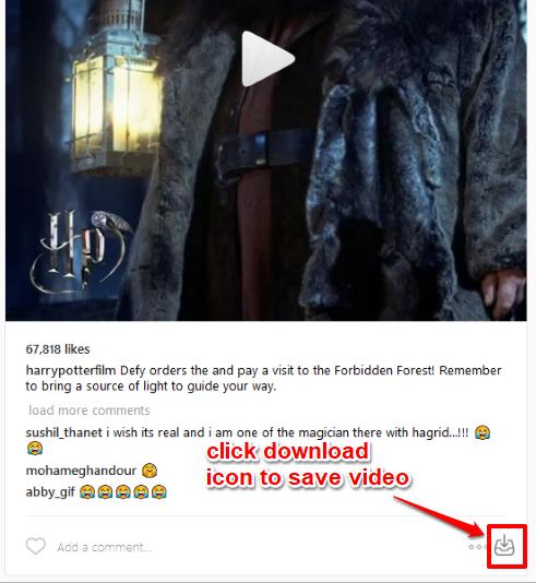use download icon to save video