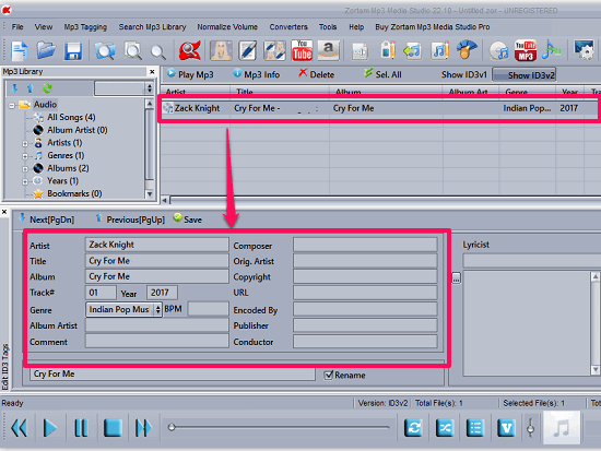 zortam music player wth id3 tag editor