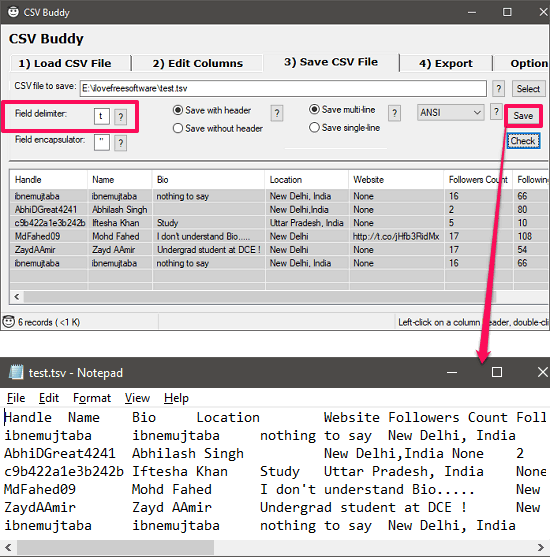 CSVbuddy CSV to TSv Converter'