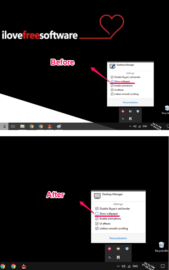 Desktop manager hiding wallpaper