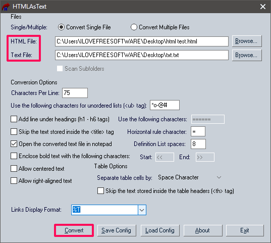 HTMLasText convert html to txt