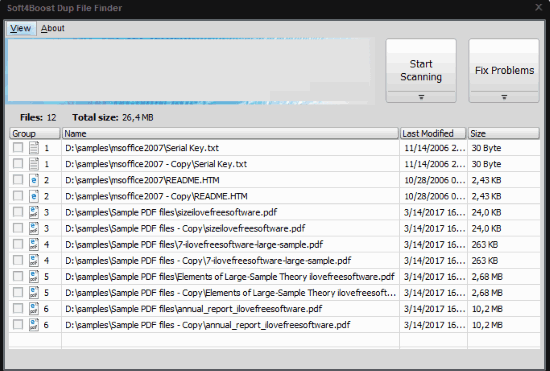 Soft4Boost Dup File Finder- interface