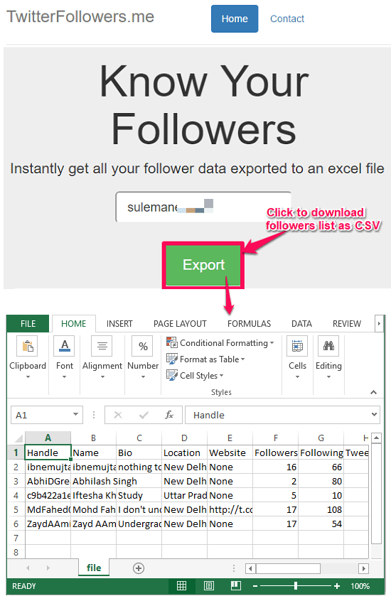 TwitterFollowers export followers list of twitter user