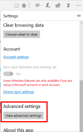 click view advanced settings button