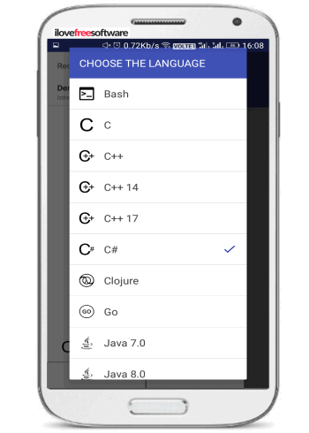 compiler beta- choose a programming language