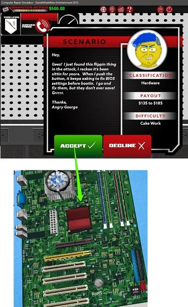 computer repair simulator assembly