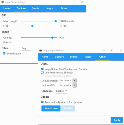 customize settings