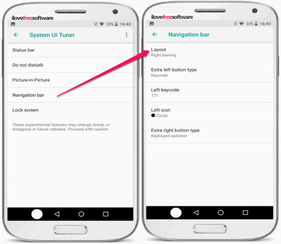 how to adjust softkey placement in android o