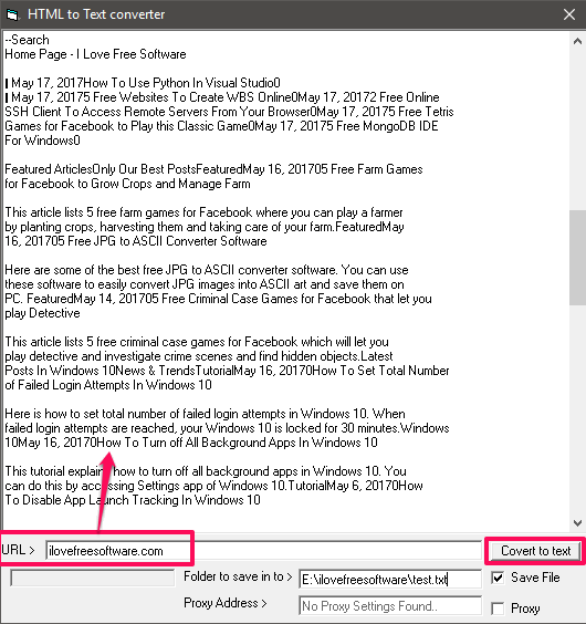 html to text convert url to text