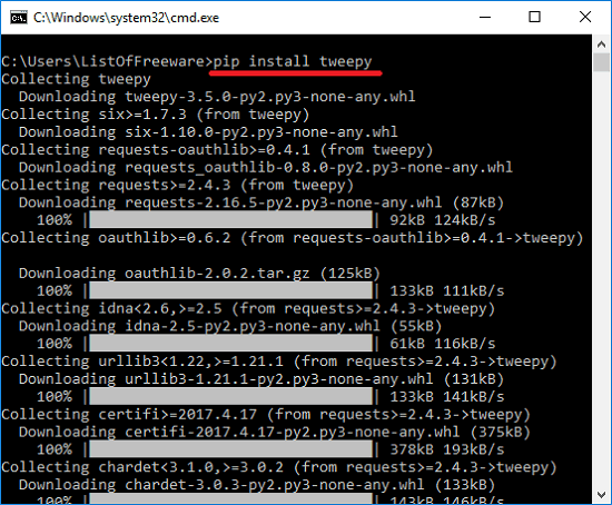 install tweepy