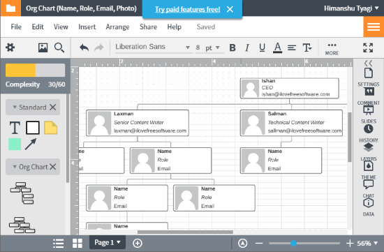 lucidchart- create organization chart online