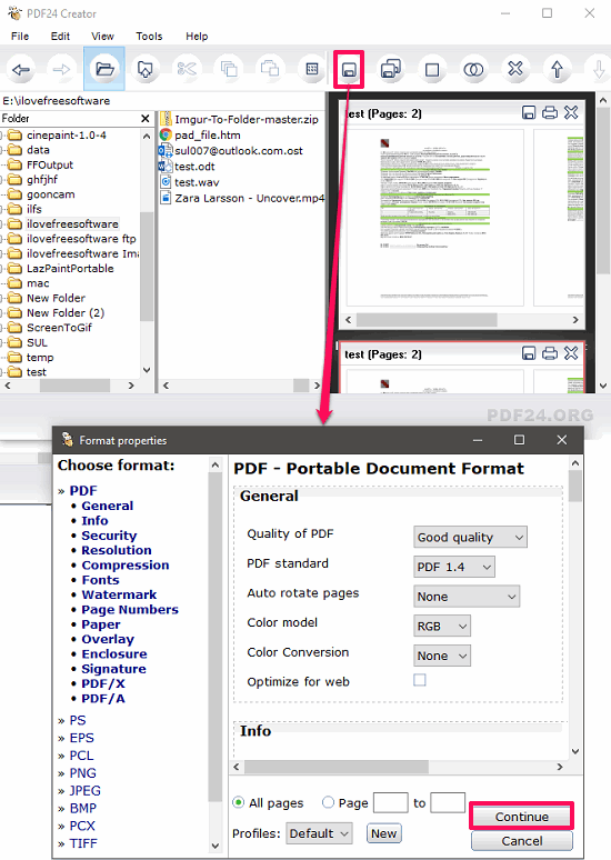 pdf24 odt to pdf converter