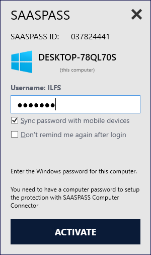 saaspaas enter pc password