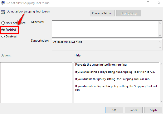 select enabled option and save settings