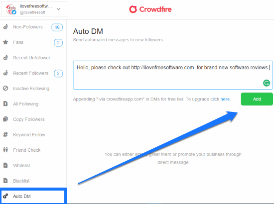 free website to send twitter auto dm to new followers
