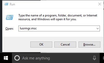 type lusrmgr.msc in run box